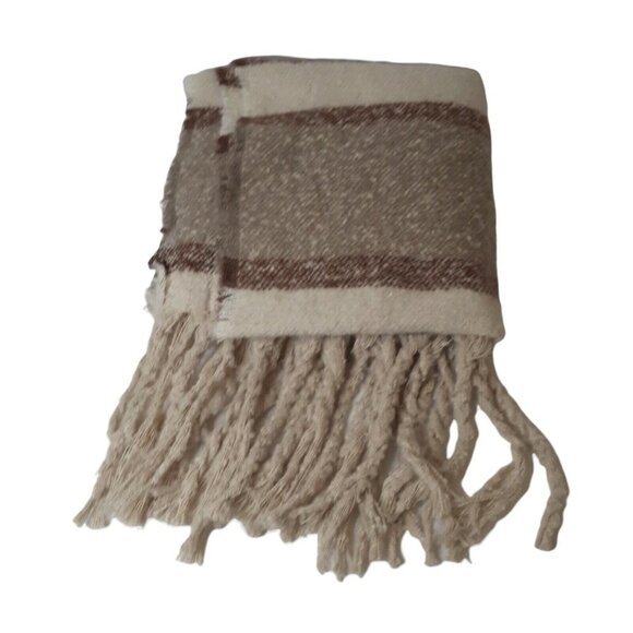 Mersea Comfy Blanket Scarf Winter Beige Ombre Stripe Tasseled (tag missing) - Picture 2 of 8